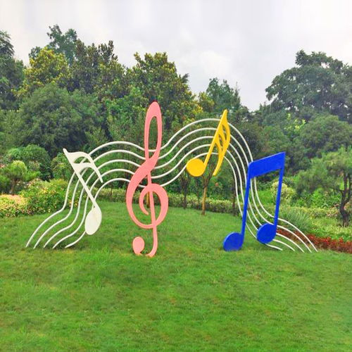定制不銹鋼音符雕塑,音樂主題景觀小品